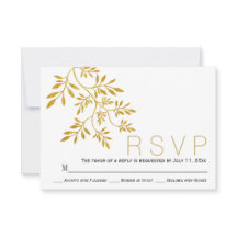 Gold glitter verlaat tak moderne bruiloft RSVP