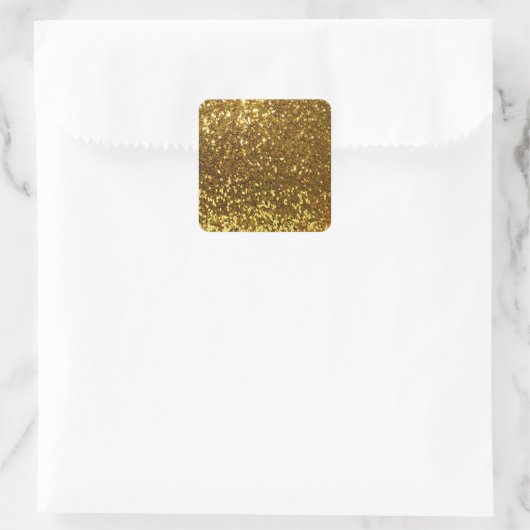 Gold Glitter Vierkante Sticker (Tas)