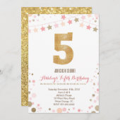 Gold Glitter vijfde uitnodiging van vrijdag (Voorkant / Achterkant)