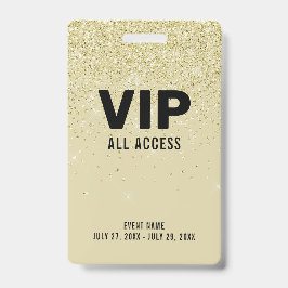 Gold Glitter VIP All Access Pass Event ID Badge