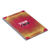 Gold Glitter Viva Magenta Fab Custom Logo & Slogan Notitieboek (Rechterzijde)
