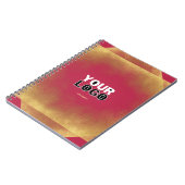 Gold Glitter Viva Magenta Fab Custom Logo & Slogan Notitieboek (Linkerzijde)