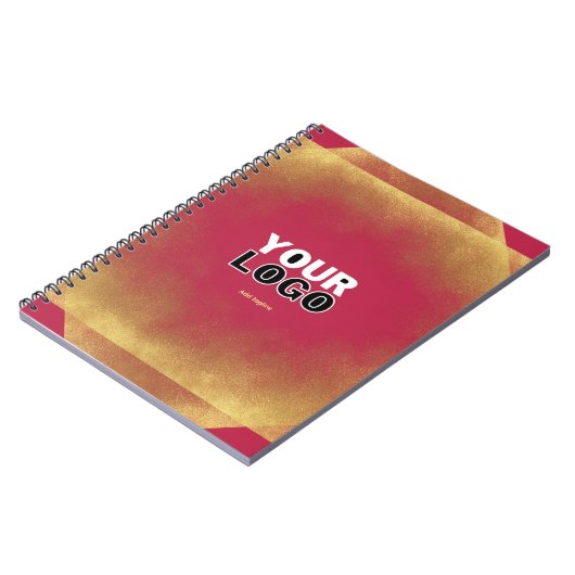 Gold Glitter Viva Magenta Fab Custom Logo & Slogan Notitieboek (Linkerzijde)