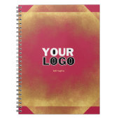 Gold Glitter Viva Magenta Fab Custom Logo & Slogan Notitieboek (Voorkant)