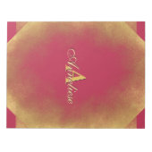Gold Glitter Viva Magenta Fab Eigen naam Monogram Notitieblok (Voorkant)