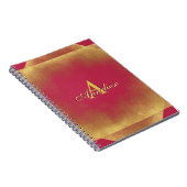 Gold Glitter Viva Magenta Fab Eigen naam Monogram Notitieboek (Rechterzijde)
