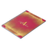 Gold Glitter Viva Magenta Fab Eigen naam Monogram Notitieboek (Linkerzijde)