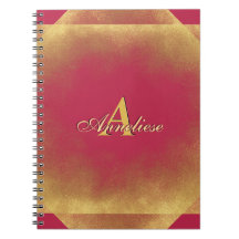 Gold Glitter Viva Magenta Fab Eigen naam Monogram