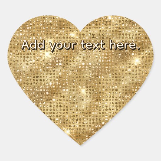 Gold Glitter Voeg je eigen tekst Hart Sticker (Voorkant)