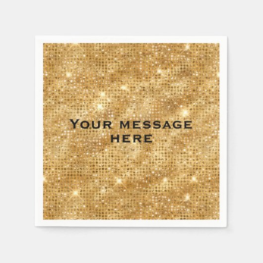 Gold Glitter Voeg je eigen tekst toe Servet (Voorkant)