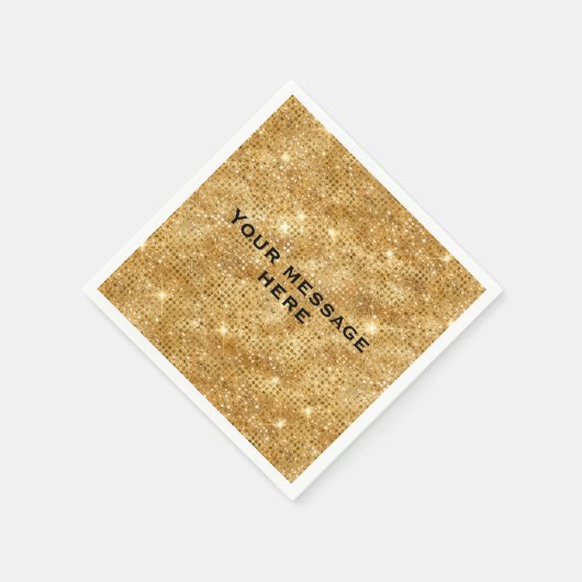 Gold Glitter Voeg je eigen tekst toe Servet (Hoek)