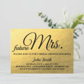 Gold Glitter Vrijgezellenfeest future Mrs. Kaart (Staand voorkant)