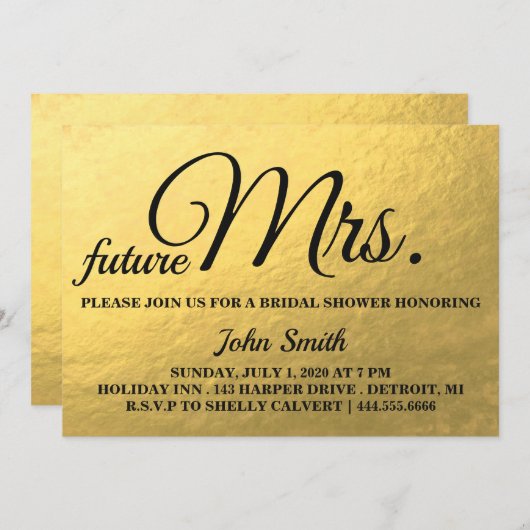 Gold Glitter Vrijgezellenfeest future Mrs. Kaart (Voorkant / Achterkant)