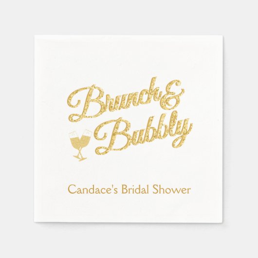 Gold Glitter Vrijgezellenfeest servetten (Voorkant)