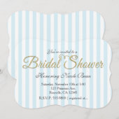 Gold Glitter VRIJGEZELLENFEEST Stripe Blue Invitat Kaart (Voorkant / Achterkant)