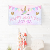 Gold Glitter Waterverf Rainbow Unicorn Girl Party Spandoek (Insitu)