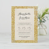 Gold Glitter Wedding Aankondiging uitnodiging (Staand voorkant)