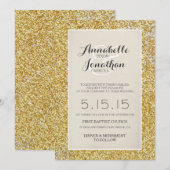 Gold Glitter Wedding Aankondiging uitnodiging (Voorkant / Achterkant)