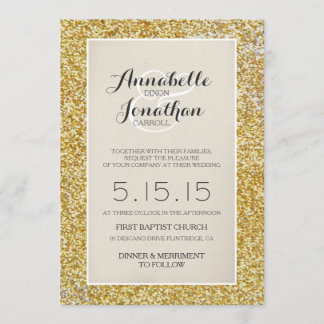 Gold Glitter Wedding Aankondiging uitnodiging