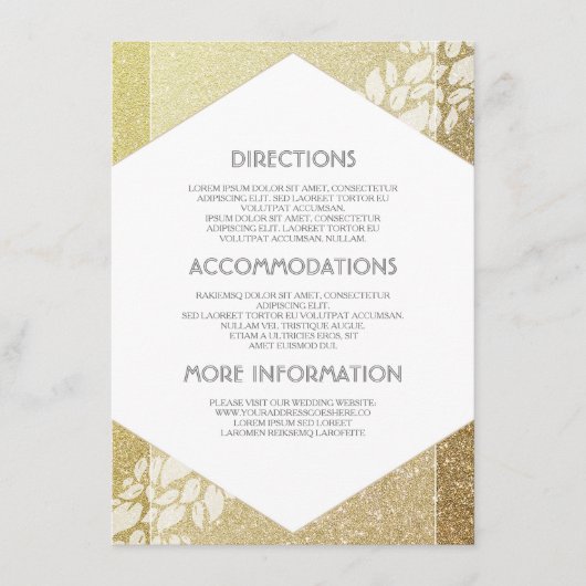 Gold Glitter Wedding Details - Informatie Informatiekaartje (Voorkant)