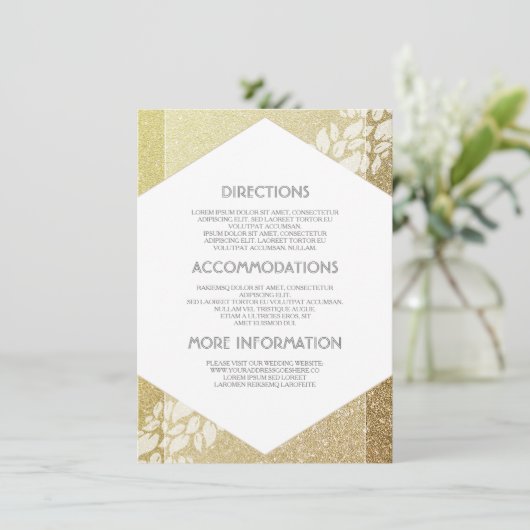 Gold Glitter Wedding Details - Informatie Informatiekaartje (Staand voorkant)