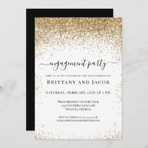 Gold Glitter Wedding Engagement Party Kaart