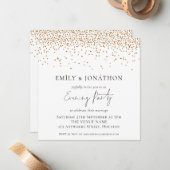 Gold Glitter Wedding Evening Party Uitnodigen Notitiekaartje (Voorkant / Achterkant in situ)