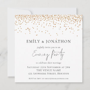 Gold Glitter Wedding Evening Party Uitnodigen Notitiekaartje