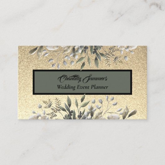 Gold Glitter Wedding Event Planner Visitekaartje (Voorkant)