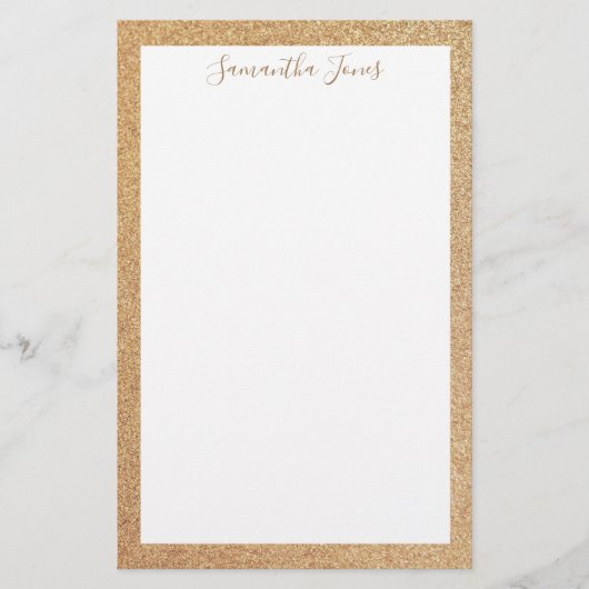 Gold Glitter Wedding Party | Gepersonaliseerd Briefpapier (Voorkant)