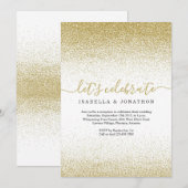 Gold Glitter Wedding Reception slechts Uitnodiging (Voorkant / Achterkant)