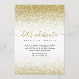 Gold Glitter Wedding Reception slechts Uitnodiging