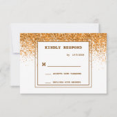 Gold Glitter Wedding RSVP Kaart (Voorkant)