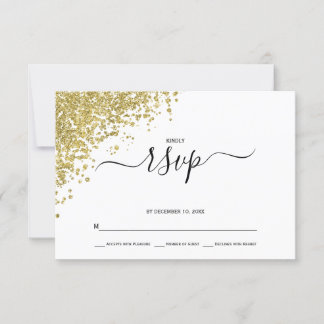 Gold Glitter Wedding RSVP Kaartje