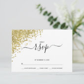 Gold Glitter Wedding RSVP Kaartje (Staand voorkant)