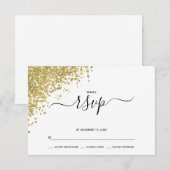 Gold Glitter Wedding RSVP Kaartje (Voorkant / Achterkant)