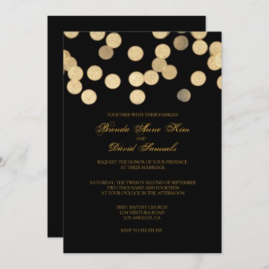 Gold Glitter Wedding Uitnodiging (Voorkant / Achterkant)