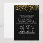 Gold Glitter Wedding Uitnodiging (Voorkant / Achterkant)