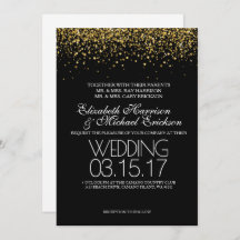 Gold Glitter Wedding Uitnodiging