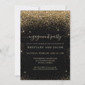 Gold Glitter Wedding Verloving Black Party Kaart (Voorkant)