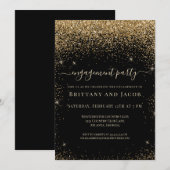 Gold Glitter Wedding Verloving Black Party Kaart (Voorkant / Achterkant)