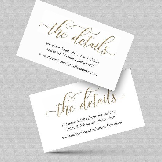 Gold Glitter Wedding Website Info Enclosure Kaart
