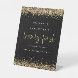 Gold Glitter Welkom 21e partij zwart Reclamebord Met Voetstuk