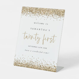 Gold Glitter Welkom 21ste partij Reclamebord Met Voetstuk