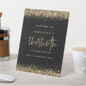 Gold Glitter Welkom Dertigste verjaardag Black Reclamebord Met Voetstuk (Insitu)