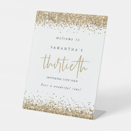 Gold Glitter Welkom Dertigste verjaardag Reclamebord Met Voetstuk