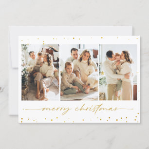 Gold Glitter-Wenskaart voor kerstfoto's Kaart