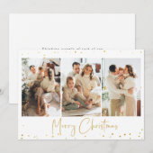 Gold Glitter-Wenskaart voor kerstfoto's Kaart (Voorkant / Achterkant)