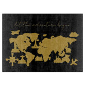 Gold Glitter-Wereldkaart op zwart elegant avontuur Snijplank (Voorkant)