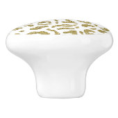 Gold Glitter White Cheetah Leopard Animal Print Keramische Knop (Zijkant)